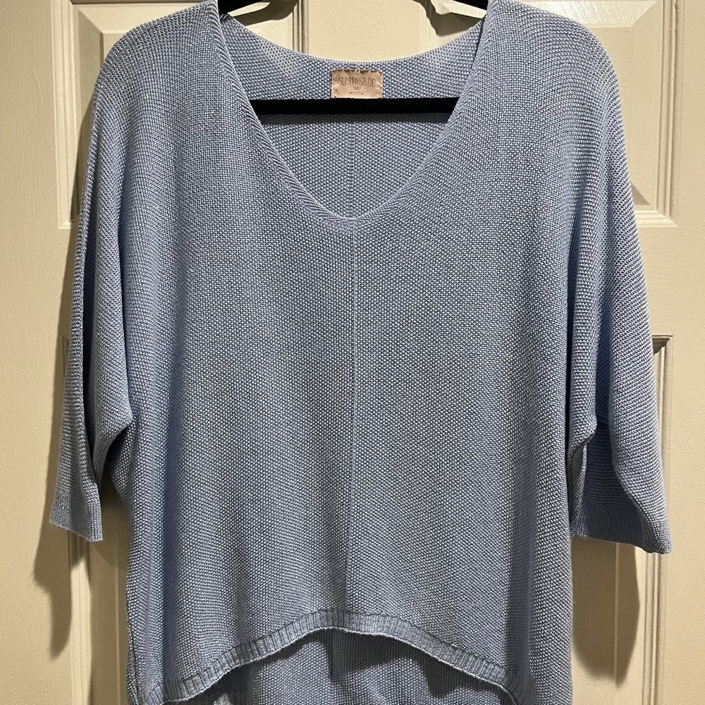 Sunny Studio blue women's glittery sweater top